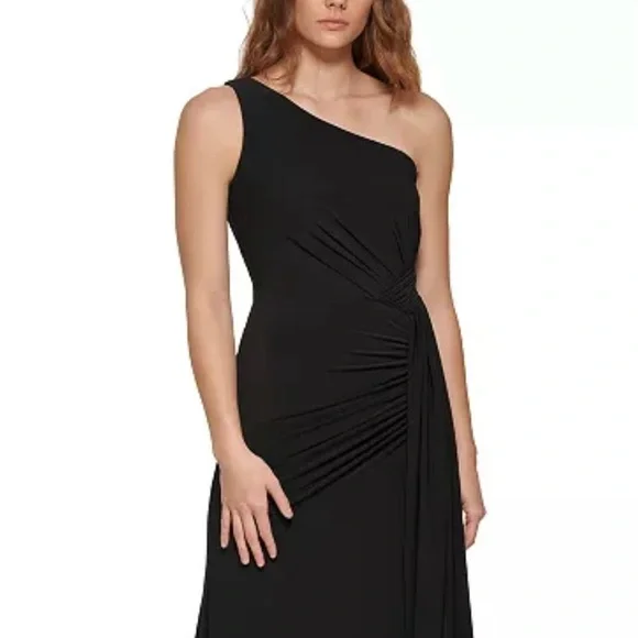 vince camuto side ruched dress Side Ruched Stretch Cotton Maxi Dress